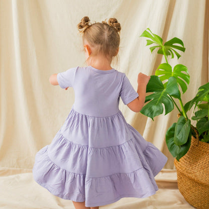 Kyte Baby Short Sleeve Tiered Dress in Taro