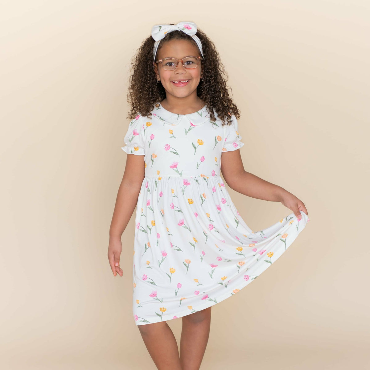 Kyte Baby Peter Pan Collar Dress in Tulip