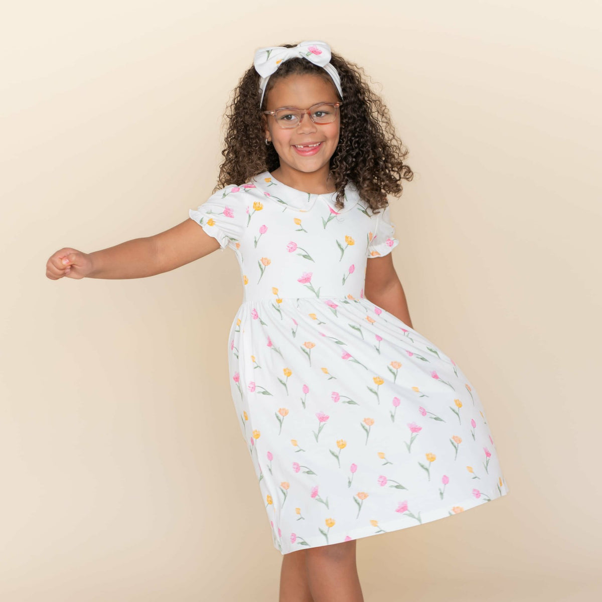 Kyte Baby Peter Pan Collar Dress in Tulip