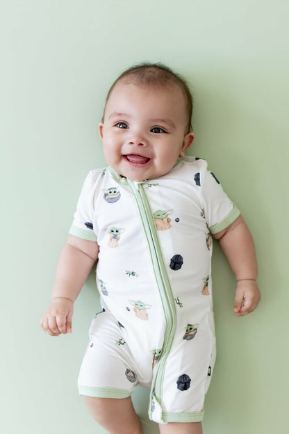 Kyte Baby Zipper Shortall Romper in Grogu™