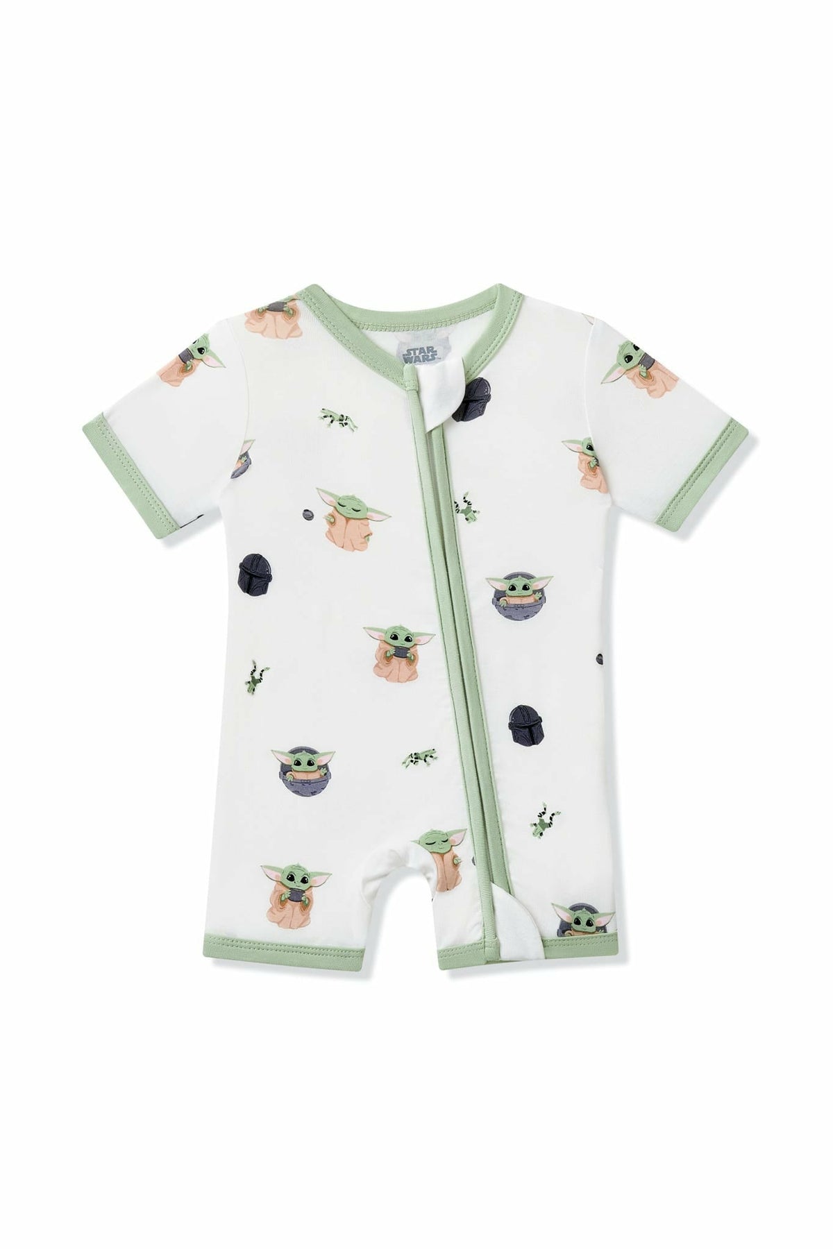 Kyte Baby Zipper Shortall Romper in Grogu™