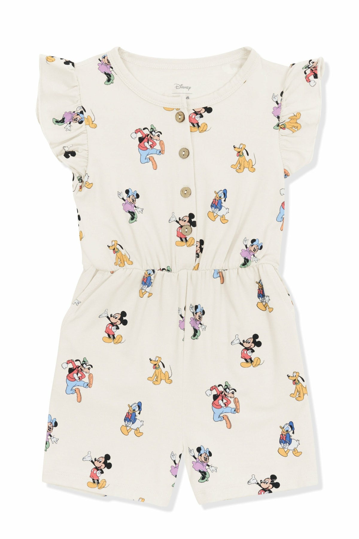 Kyte Baby Flutter Sleeve Romper in Mickey Mouse and Friends