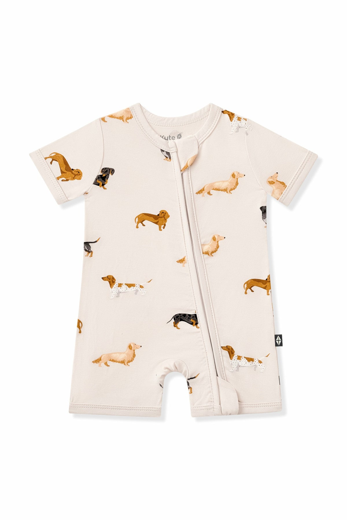 Kyte Baby Zipper Shortall Romper in Dachshund