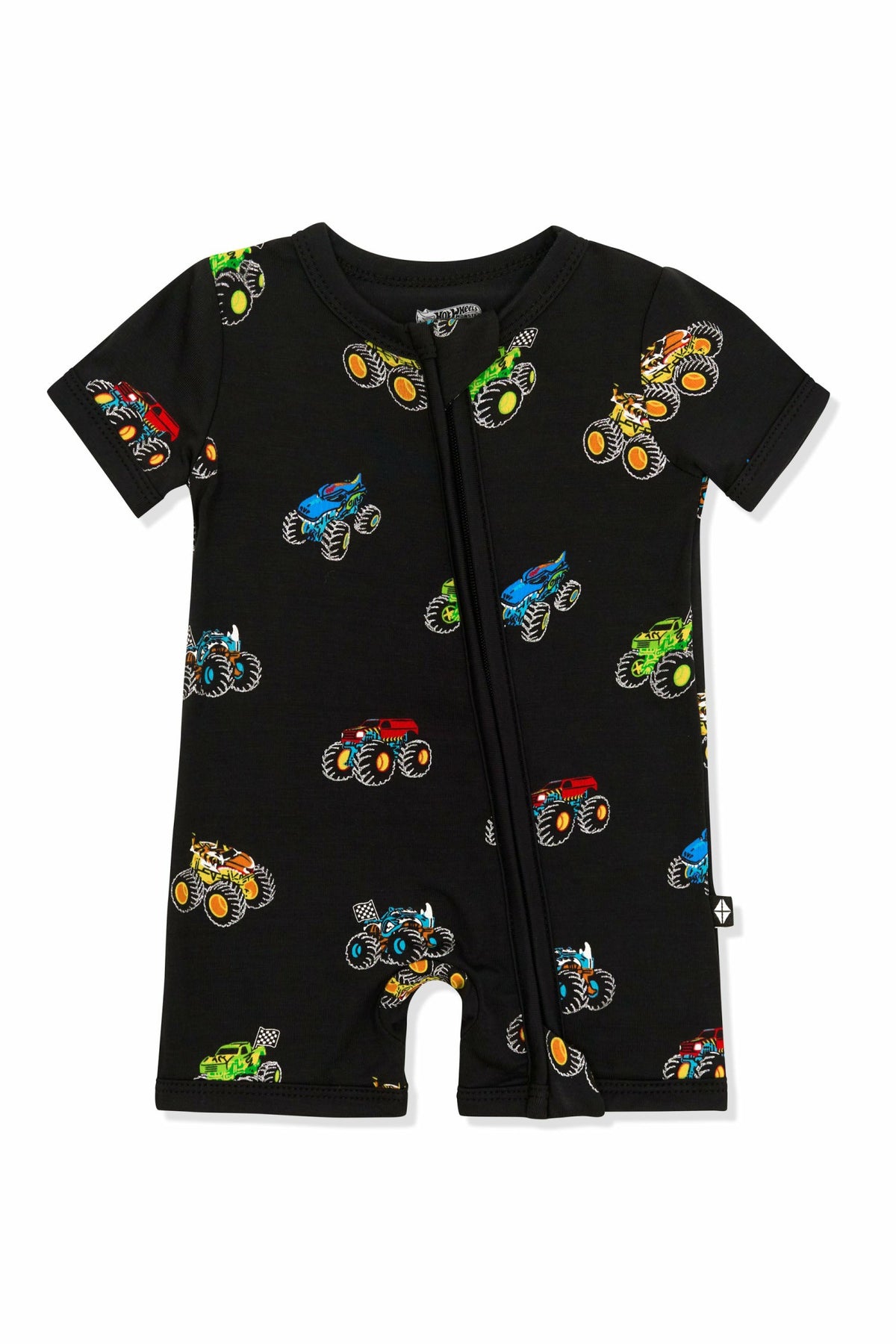 Kyte Baby Zipper Shortall Romper in Monster Truck