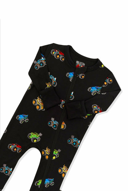 Kyte Baby Zippered Romper in Monster Truck