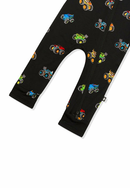 Kyte Baby Zippered Romper in Monster Truck