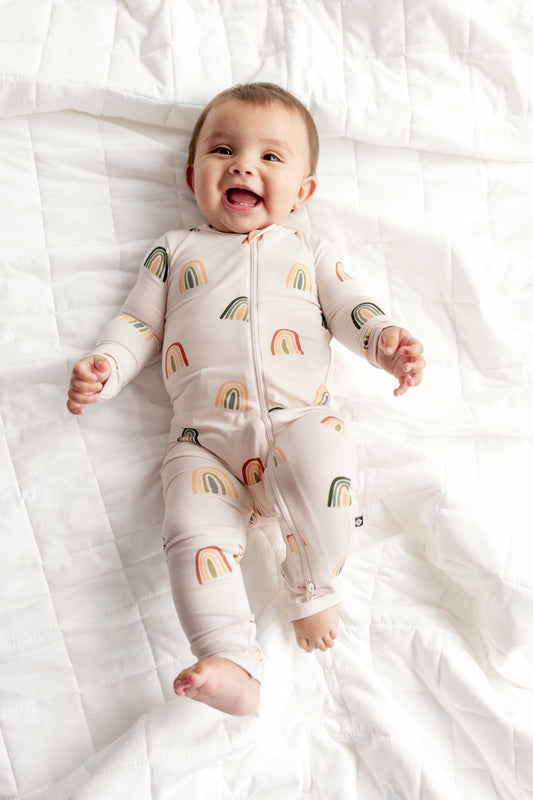 Kyte Baby Zippered Romper in Retro Rainbow