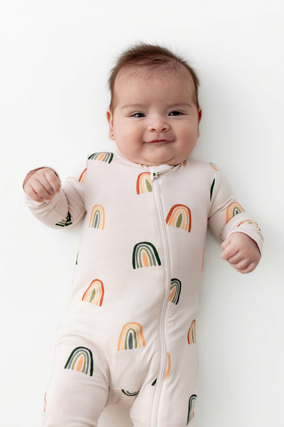 Kyte Baby Zippered Romper in Retro Rainbow