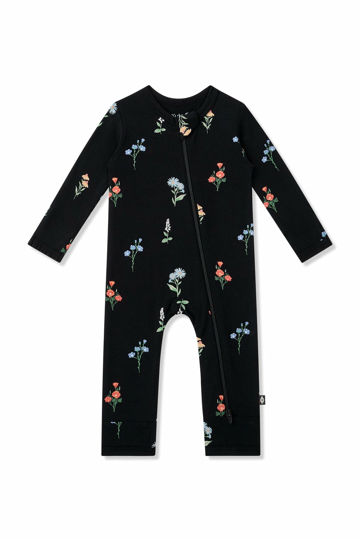 Kyte Baby Zippered Romper in Midnight Wildflower
