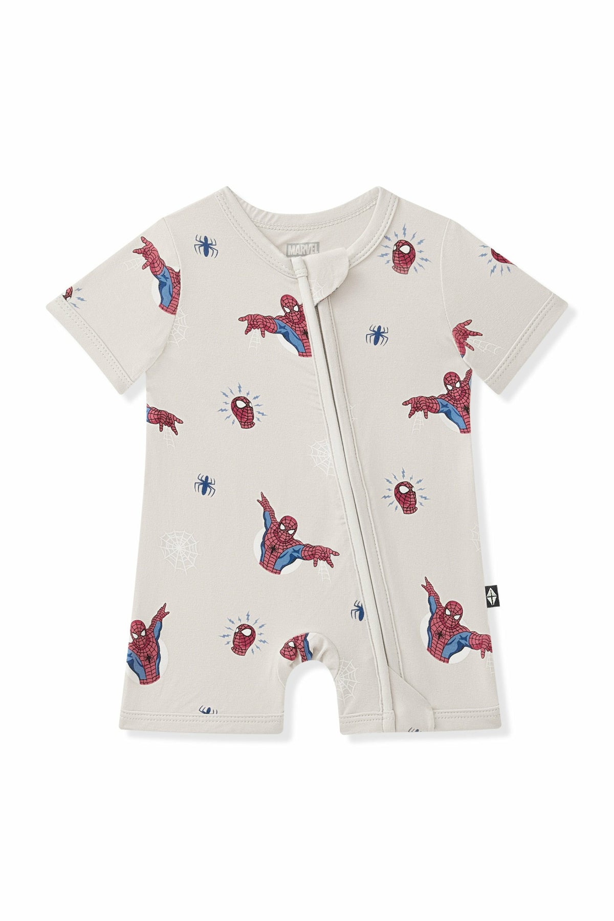 Kyte Baby Zipper Shortall Romper in Spider-Man