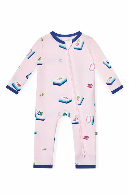 Kyte Baby Zippered Romper in Sakura Mahjong