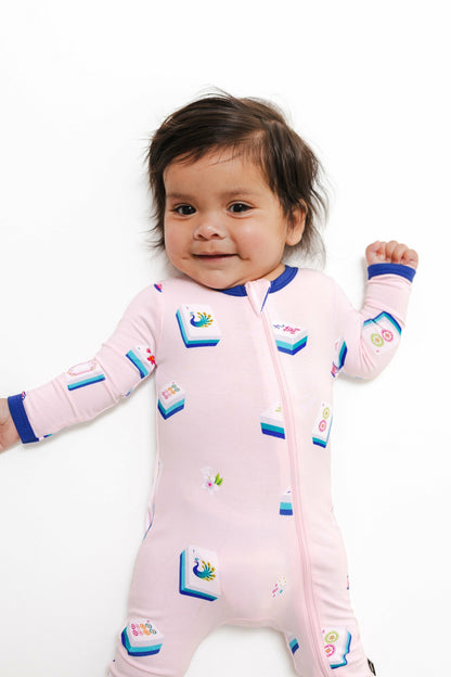 Kyte Baby Zippered Romper in Sakura Mahjong