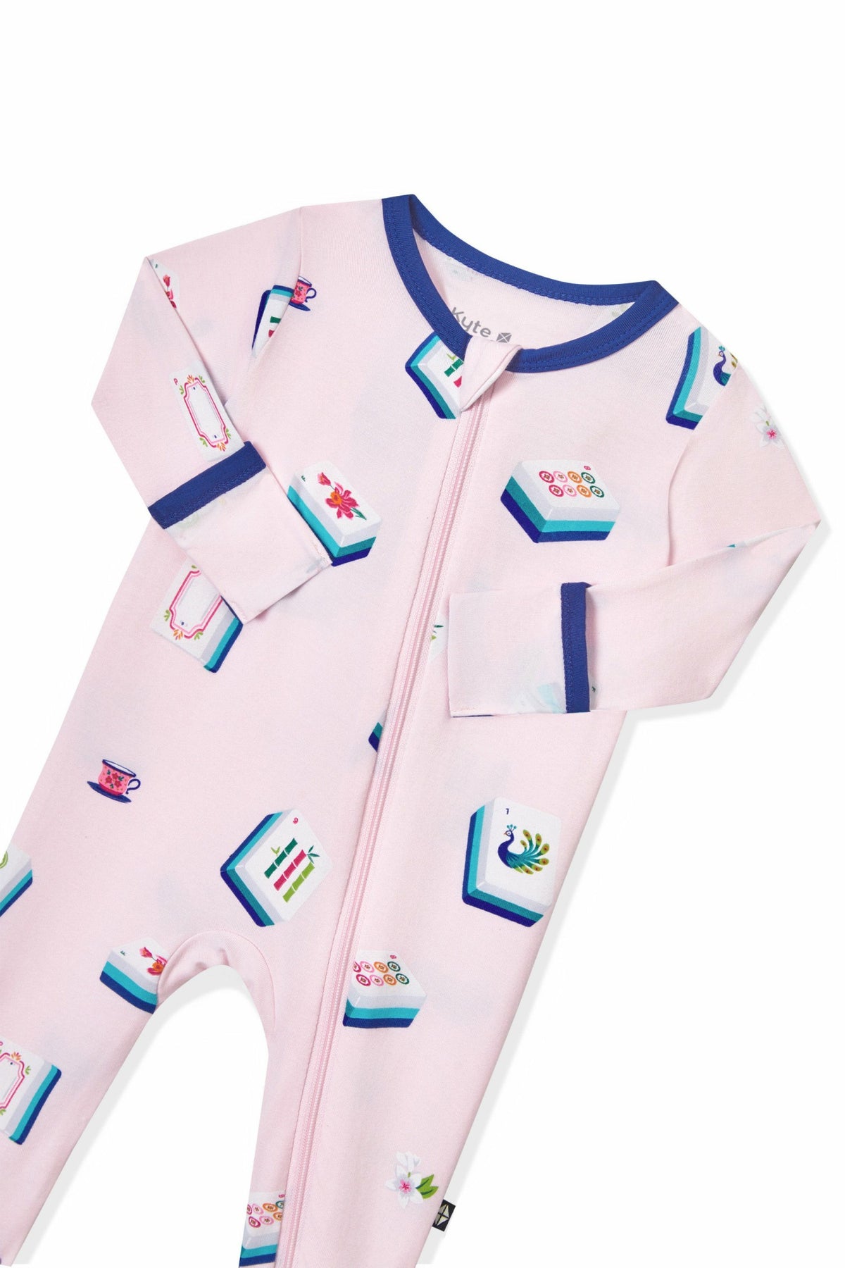 Kyte Baby Zippered Romper in Sakura Mahjong