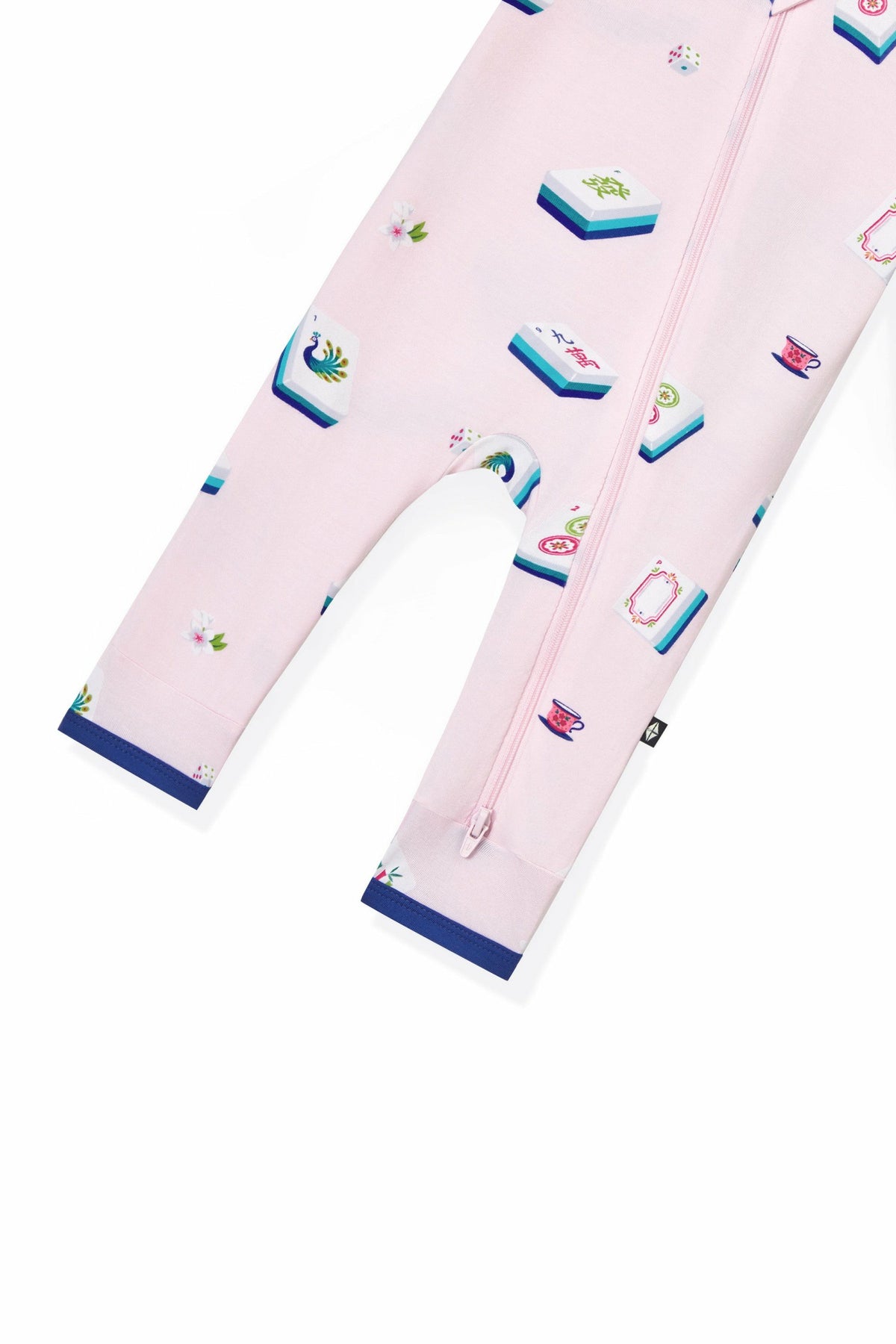 Kyte Baby Zippered Romper in Sakura Mahjong