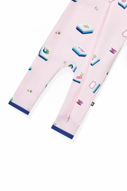 Kyte Baby Zippered Romper in Sakura Mahjong