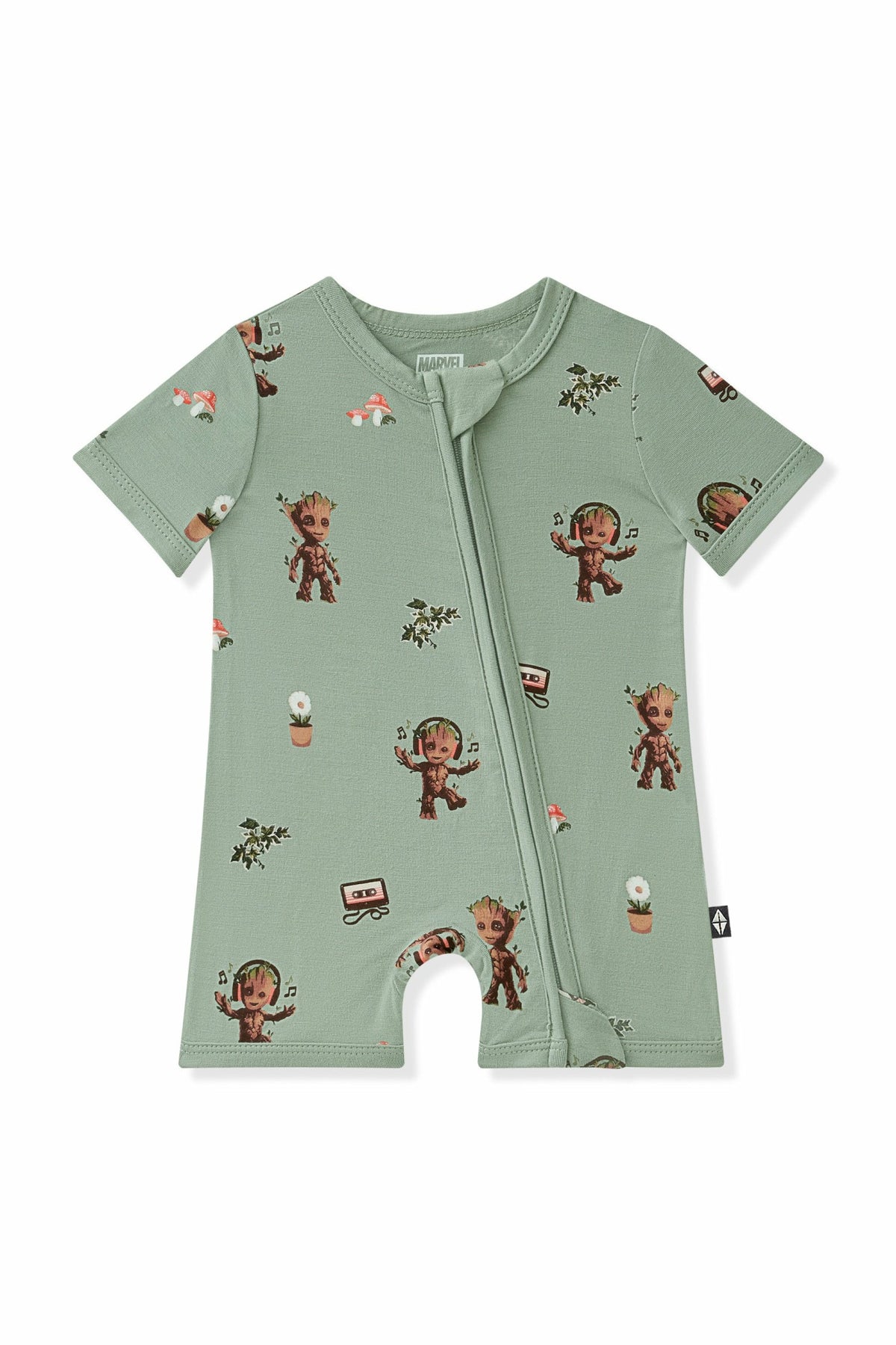Kyte Baby Zipper Shortall Romper in Groot
