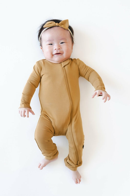 Kyte Baby Zippered Romper in Ochre