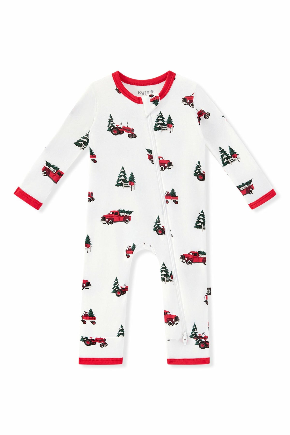 Kyte Baby Zippered Romper in Holiday Tree Farm
