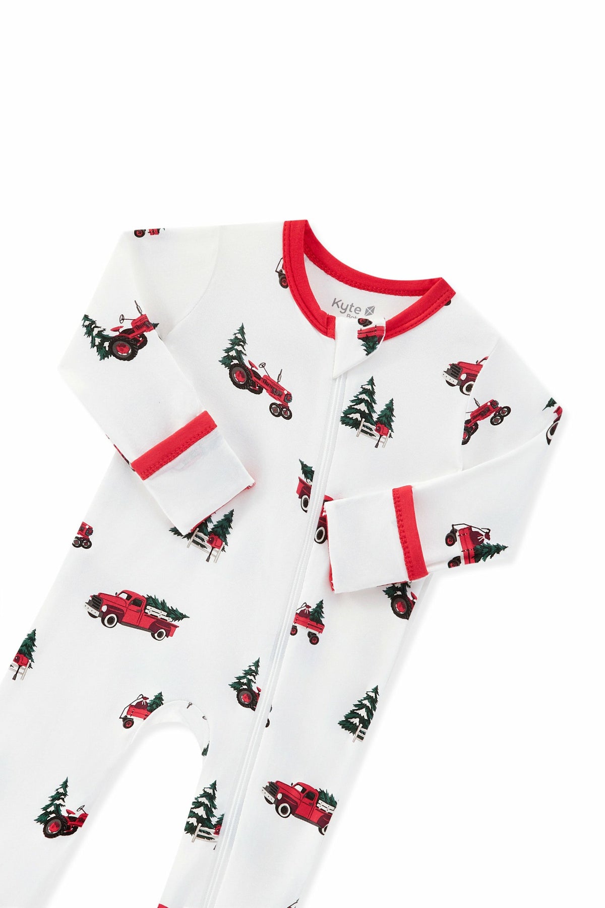 Kyte Baby Zippered Romper in Holiday Tree Farm