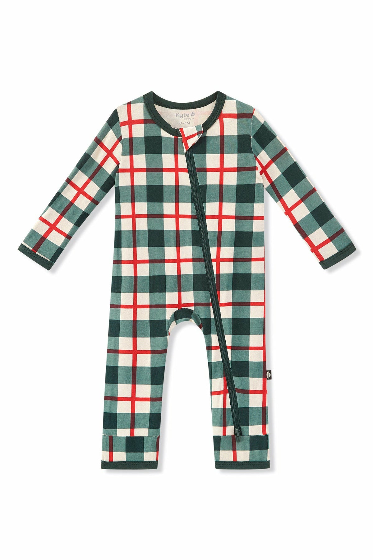 Kyte Baby Zippered Romper in Holiday Plaid