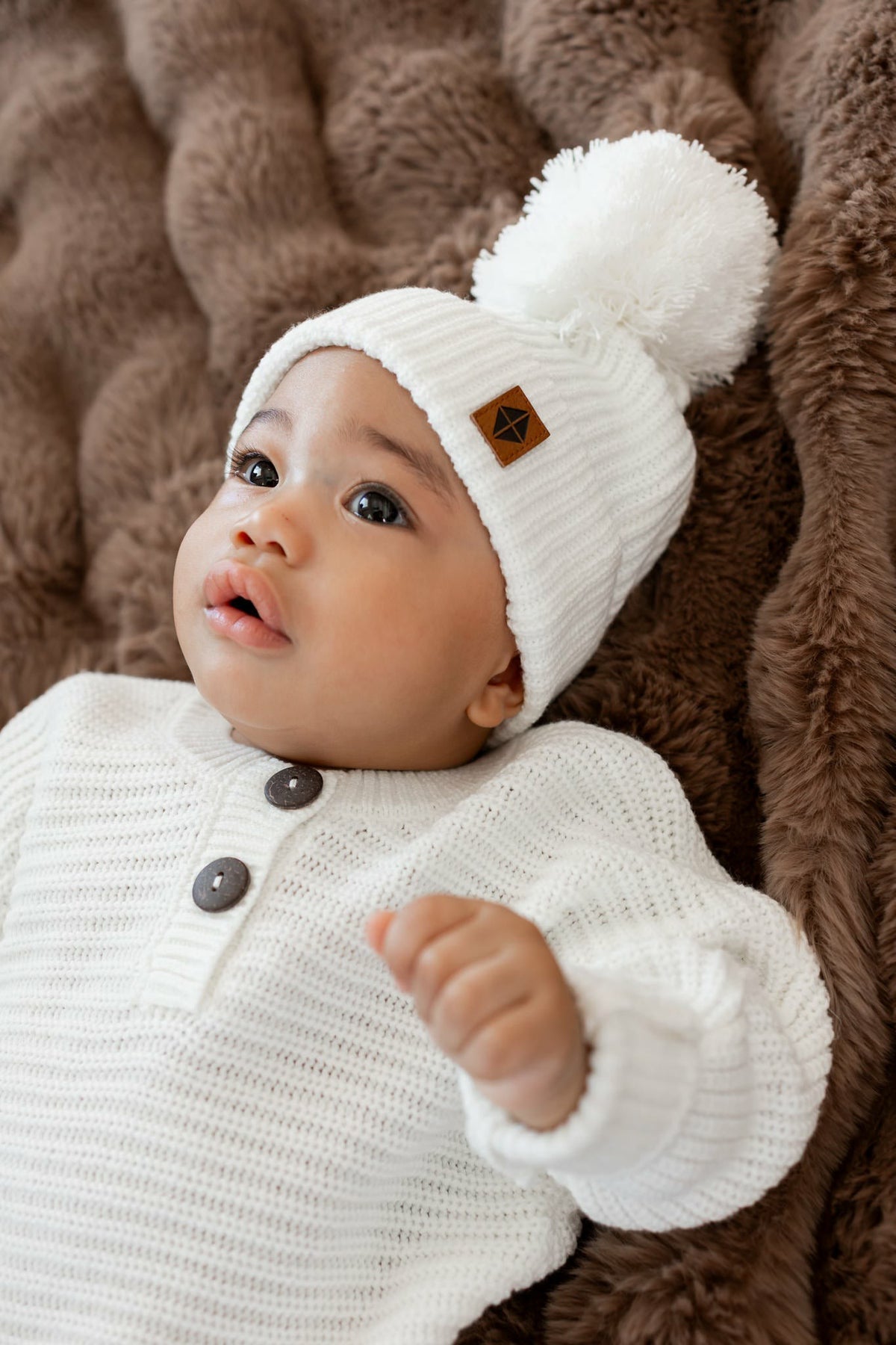 Kyte Baby Chunky Knit Pom Beanie in Cloud