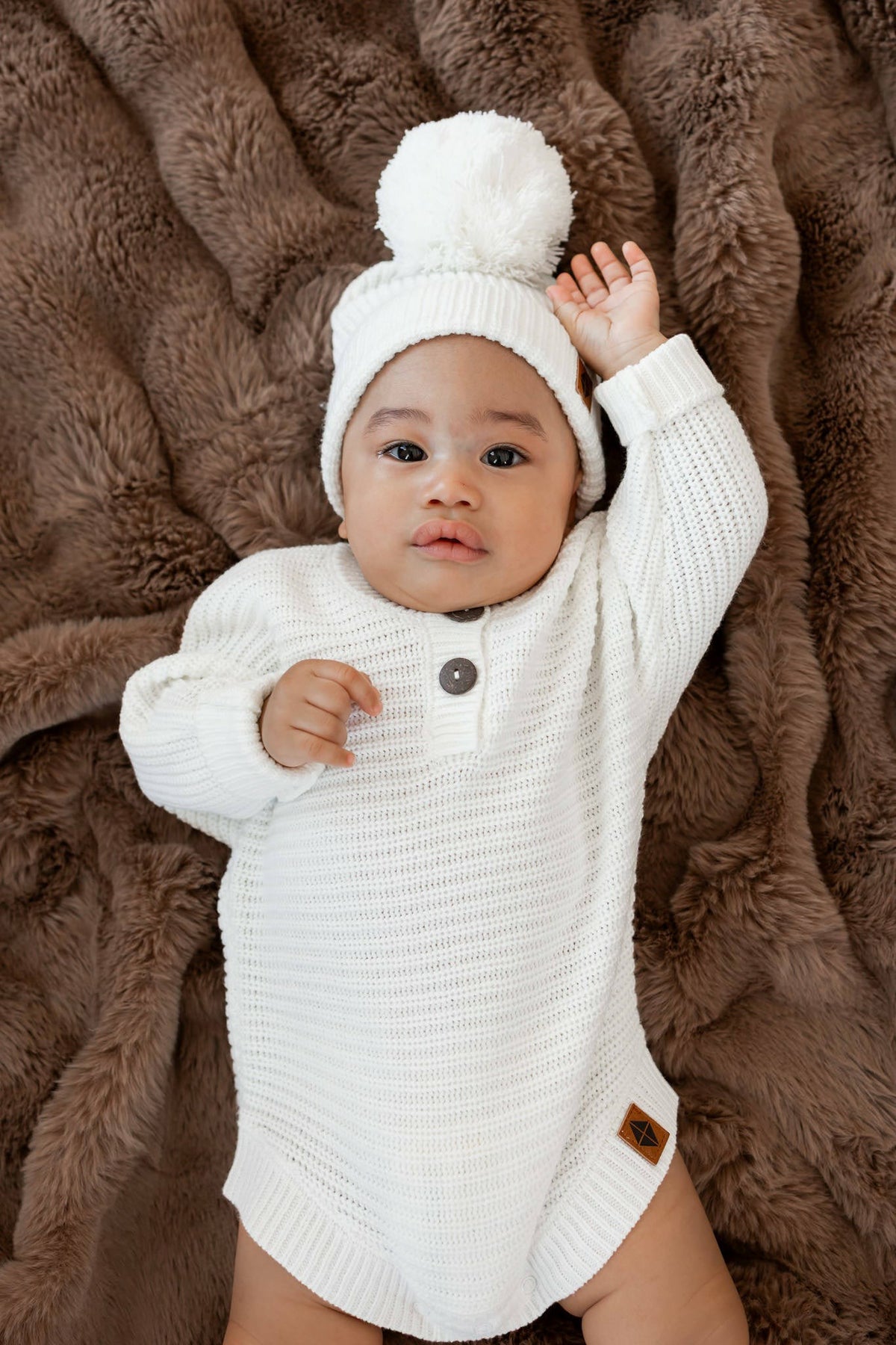 Kyte Baby Chunky Knit Pom Beanie in Cloud