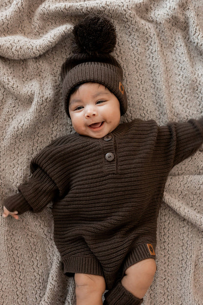 Kyte Baby Chunky Knit Pom Beanie in Espresso