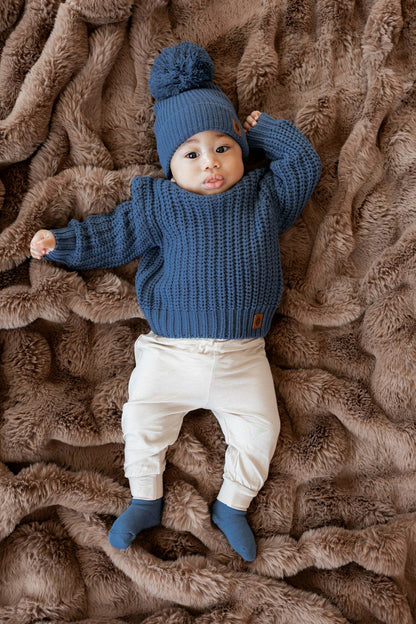 Kyte Baby Chunky Knit Pom Beanie in Oxford