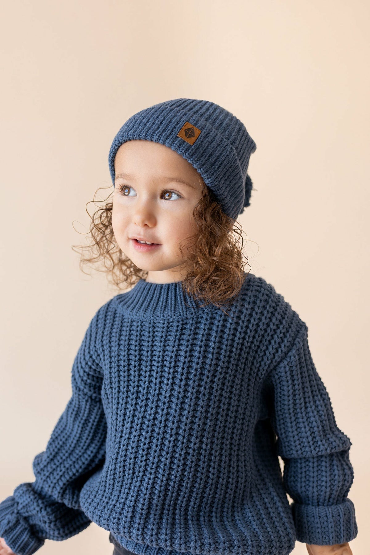 Kyte Baby Chunky Knit Pom Beanie in Oxford