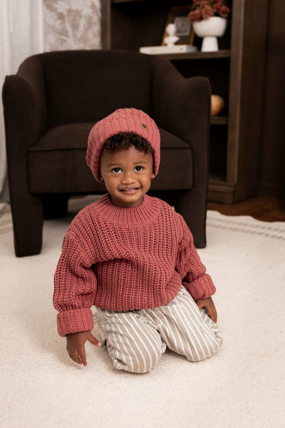 Kyte Baby Chunky Knit Ribbed Beanie in Ember