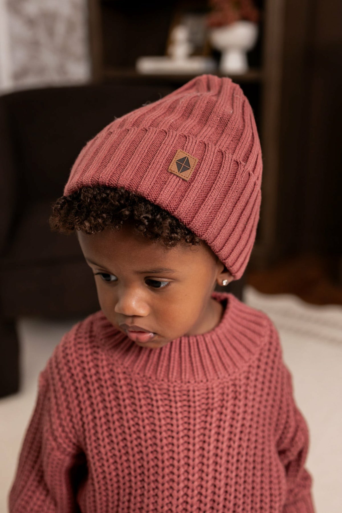 Kyte Baby Chunky Knit Ribbed Beanie in Ember