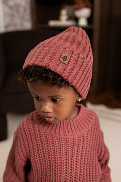 Kyte Baby Chunky Knit Ribbed Beanie in Ember