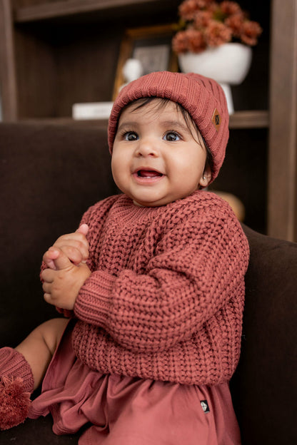 Kyte Baby Chunky Knit Ribbed Beanie in Ember