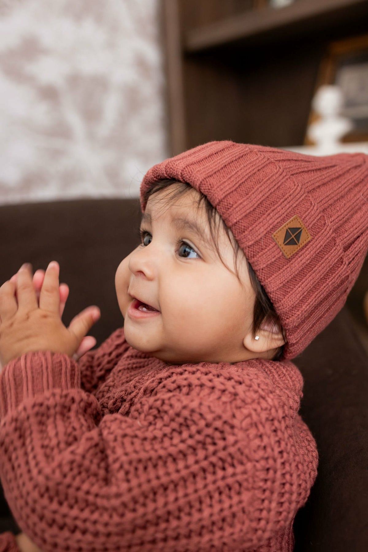 Kyte Baby Chunky Knit Ribbed Beanie in Ember