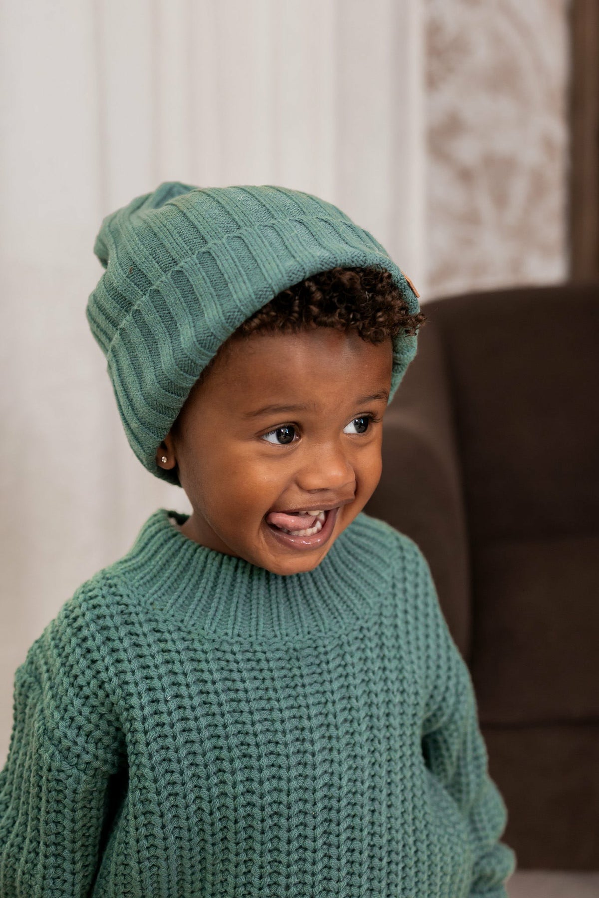 Kyte Baby Chunky Knit Ribbed Beanie in Pine