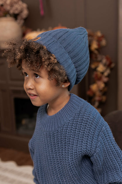 Kyte Baby Chunky Knit Ribbed Beanie in Oxford
