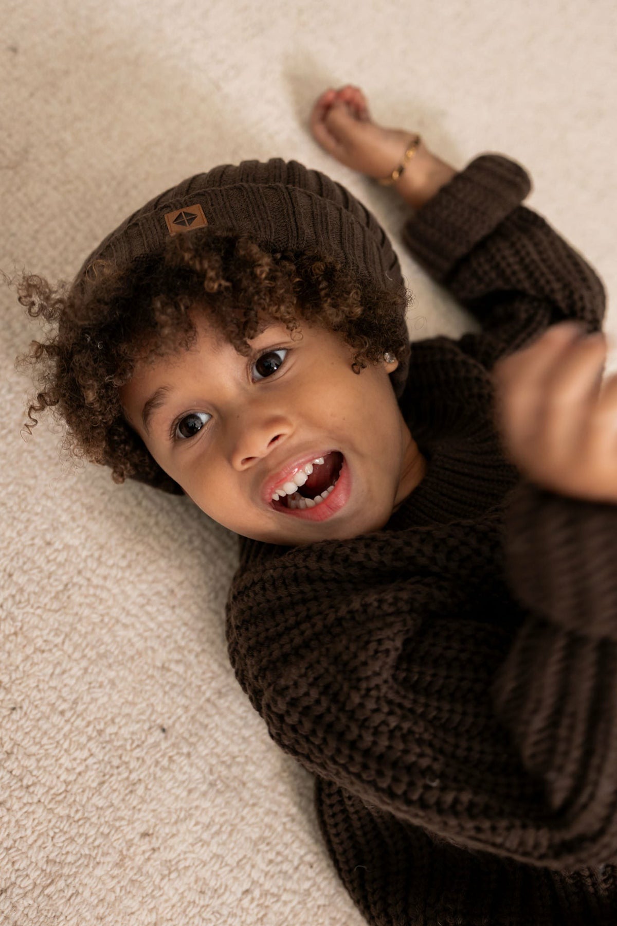 Kyte Baby Chunky Knit Ribbed Beanie in Espresso