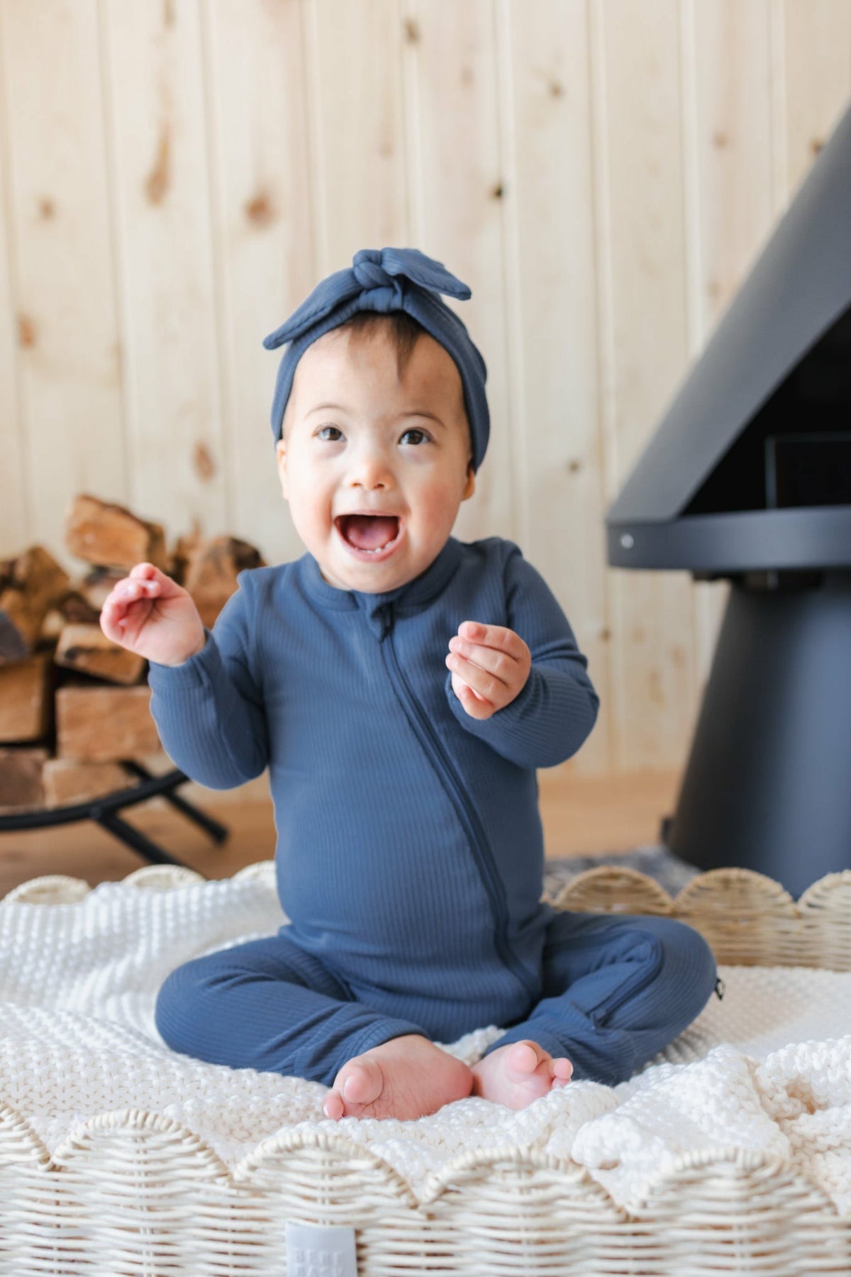 Kyte Baby Ribbed Zipper Romper in Oxford