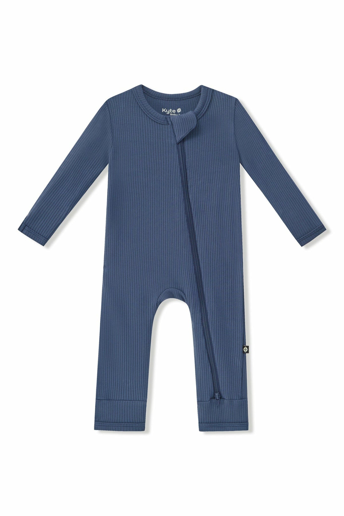 Kyte Baby Ribbed Zipper Romper in Oxford