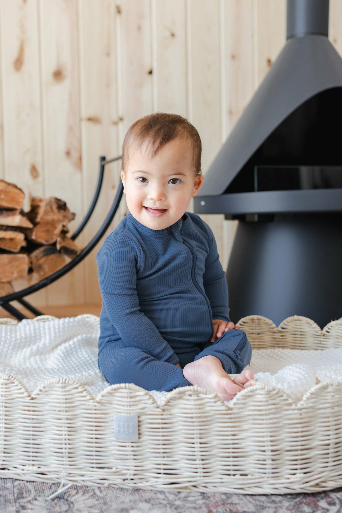 Kyte Baby Ribbed Zipper Romper in Oxford