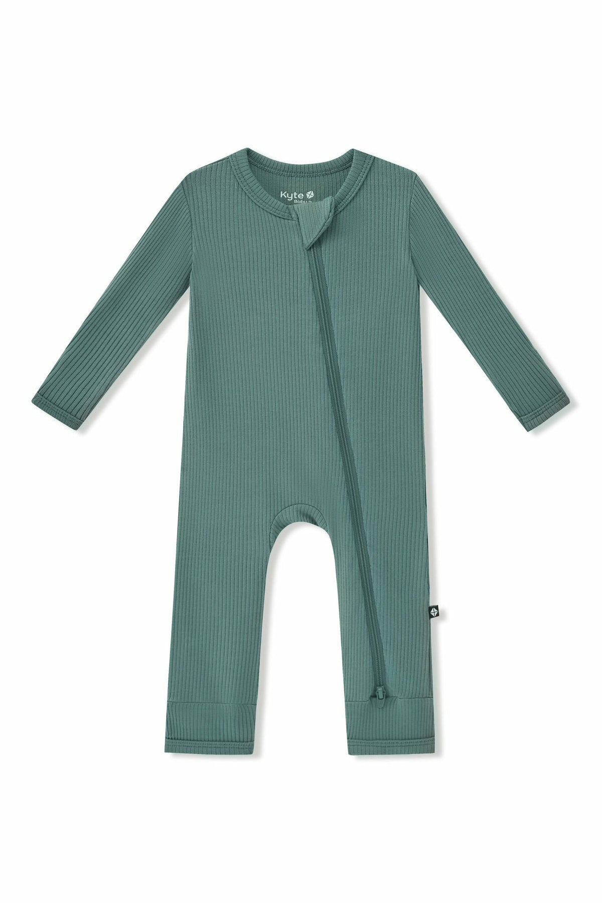 Kyte Baby Ribbed Zipper Romper in Pine