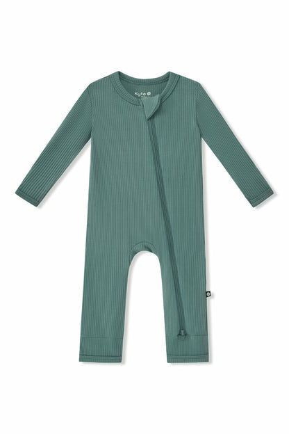 Kyte Baby Ribbed Zipper Romper in Pine