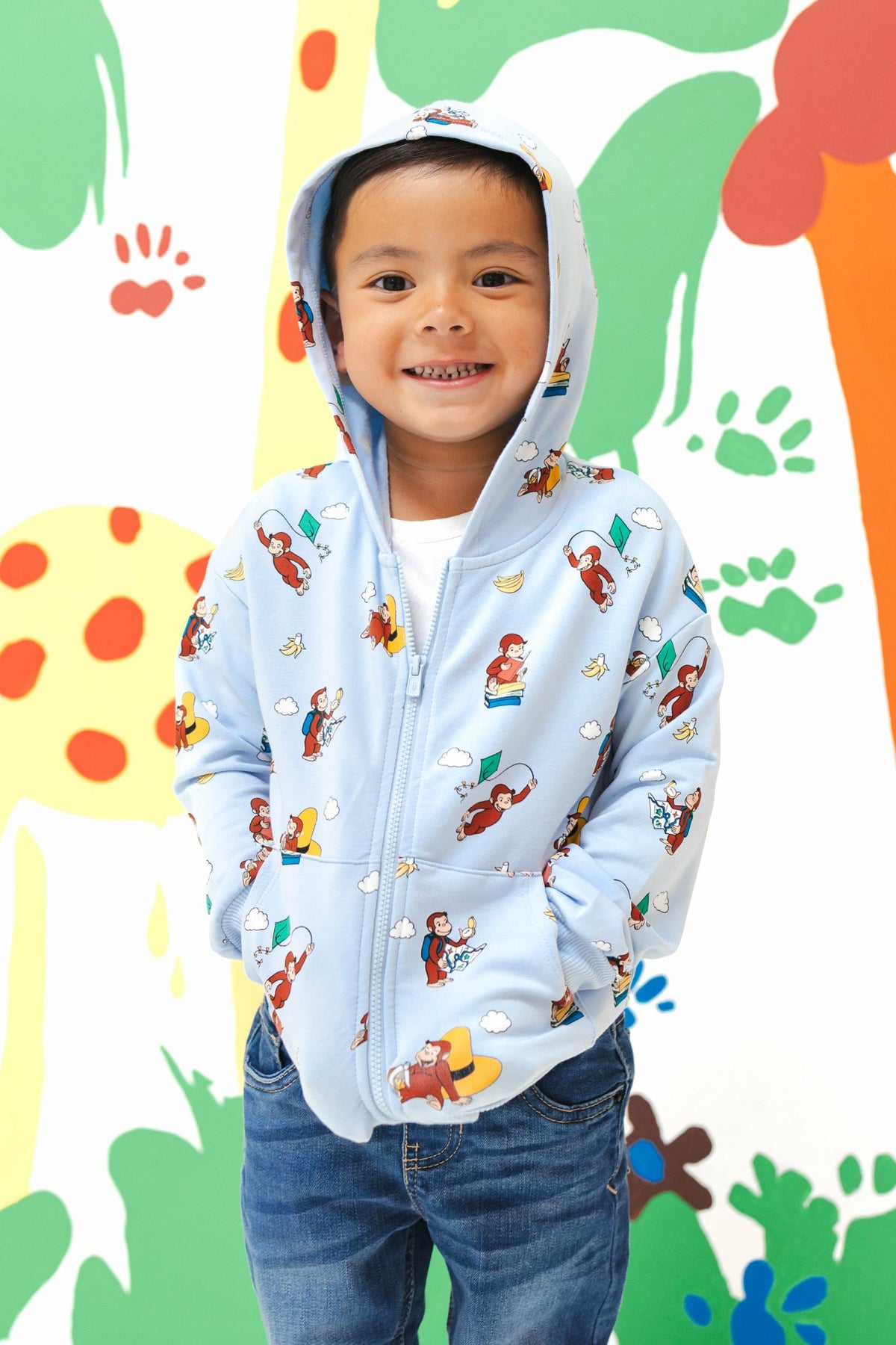 Kyte Baby Zip-Up Hoodie in Curious George