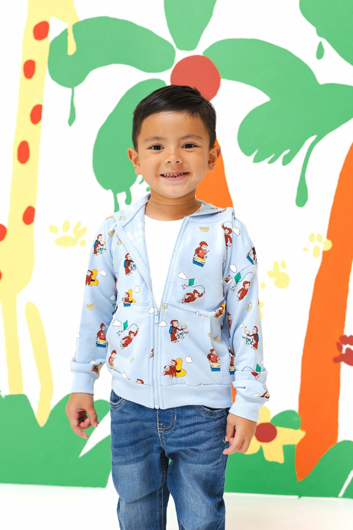 Kyte Baby Zip-Up Hoodie in Curious George