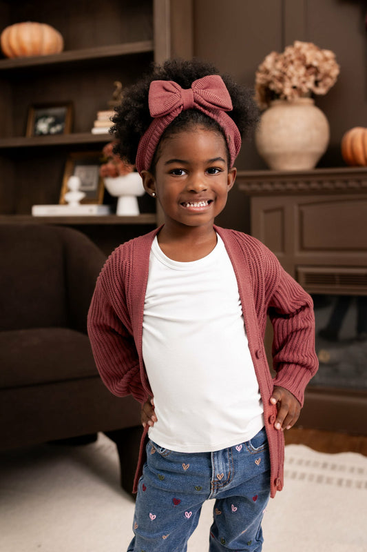 Kyte Baby Chunky Knit Oversized Cardigan in Ember