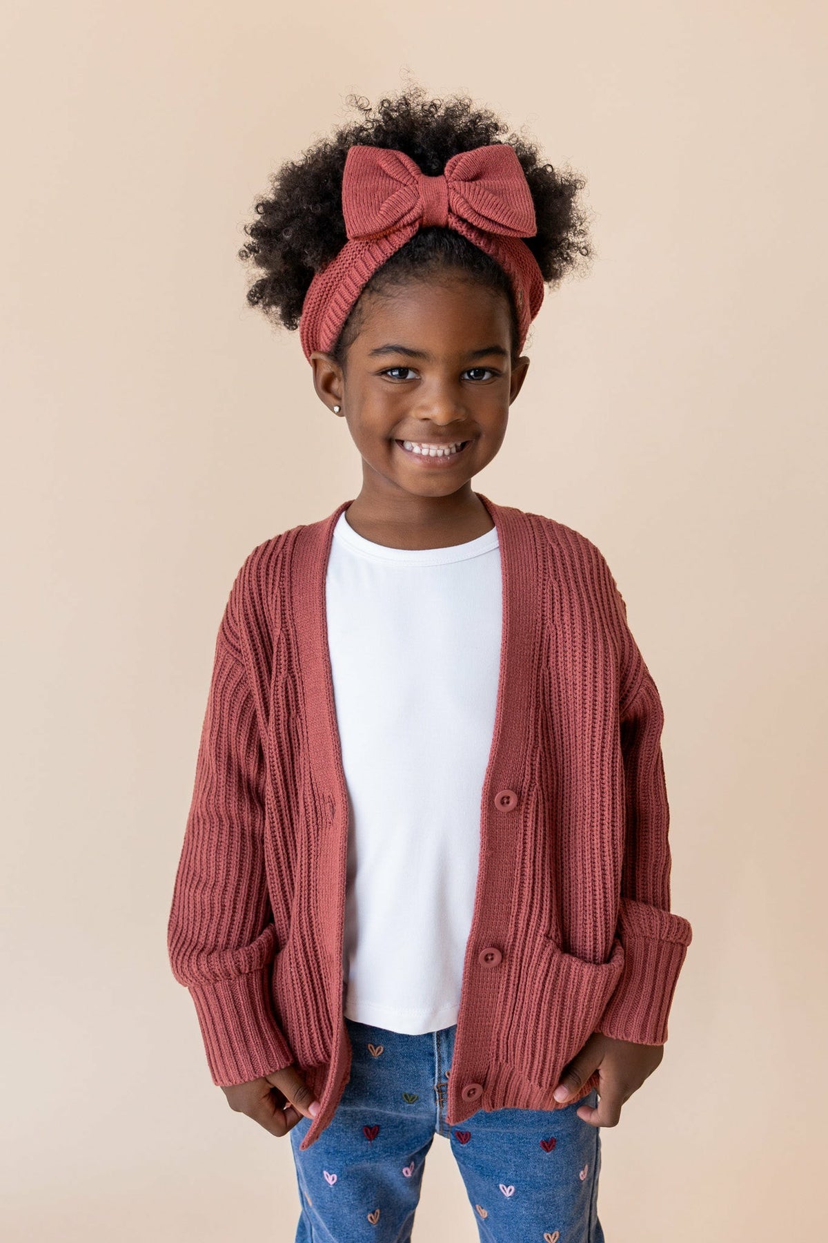 Kyte Baby Chunky Knit Oversized Cardigan in Ember