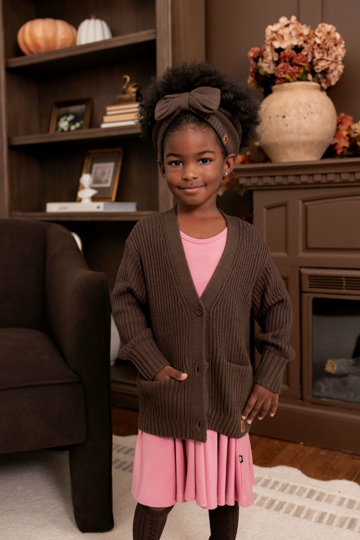 Kyte Baby Chunky Knit Oversized Cardigan in Espresso