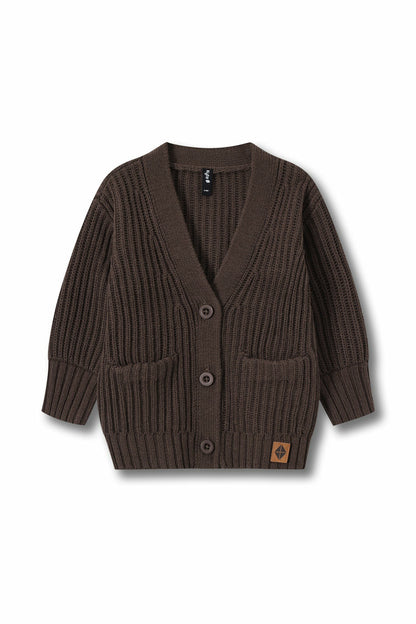 Kyte Baby Chunky Knit Oversized Cardigan in Espresso