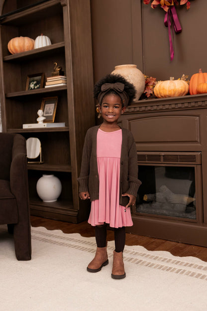 Kyte Baby Chunky Knit Oversized Cardigan in Espresso