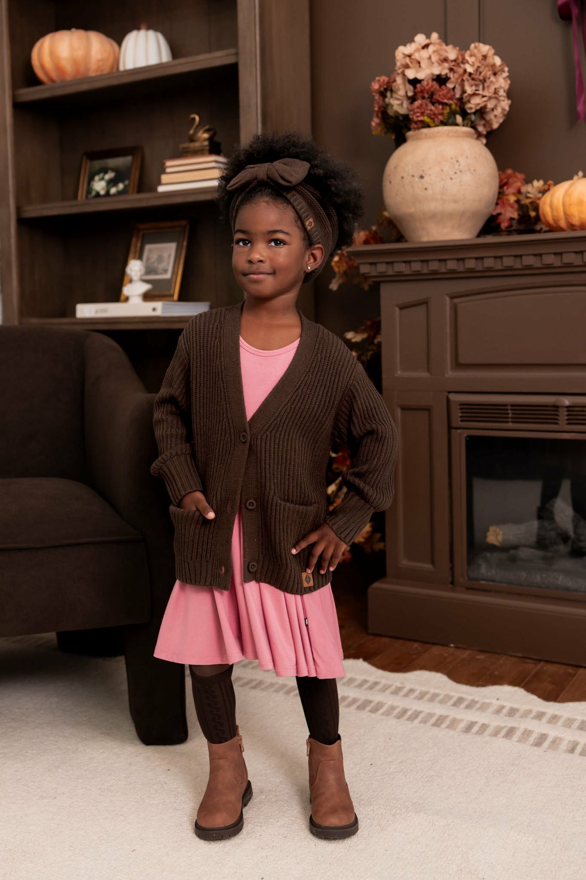 Kyte Baby Chunky Knit Oversized Cardigan in Espresso